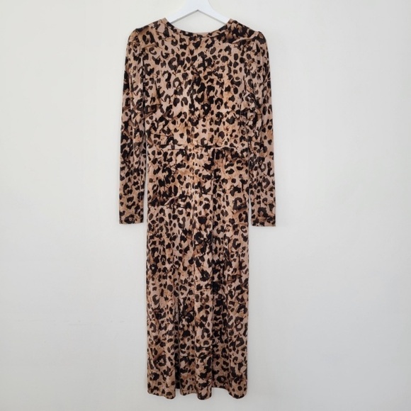 EUC Cabi Medium Black and Tan Leopard Animal Print Midi Dress - Picture 7 of 10